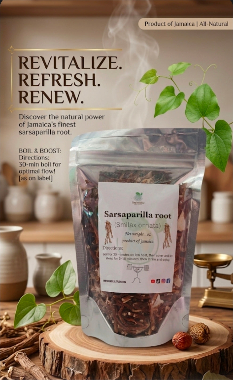 Wild harvested jamaica sarsaparilla root